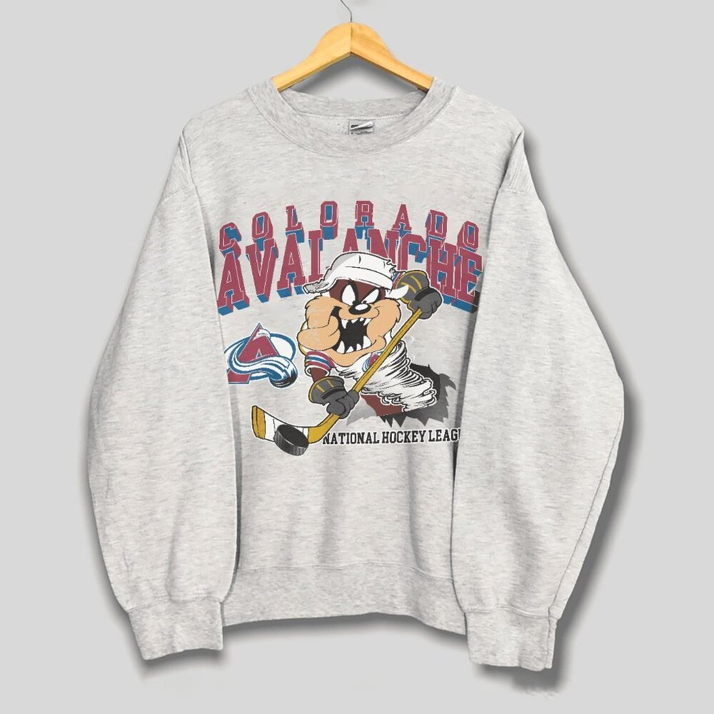 Vintage 1995 Taz Looney Tunes Colorado Avalanche NHL Sweatshirt, Hockey Shirt